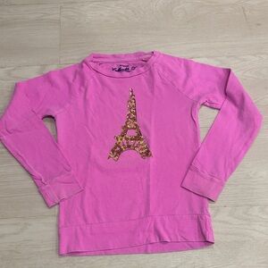 Crewcuts Pink Long Sleeve Tee with Eiffel Tower Design